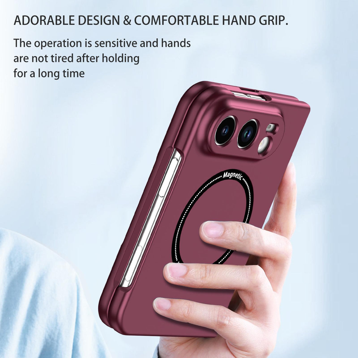 For iPhone Duo Magsafe Magnetic Folding PC Phone Case - Wine Red - EDA010080901D