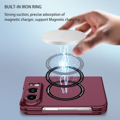 For iPhone Duo Magsafe Magnetic Folding PC Phone Case - Wine Red - EDA010080901D