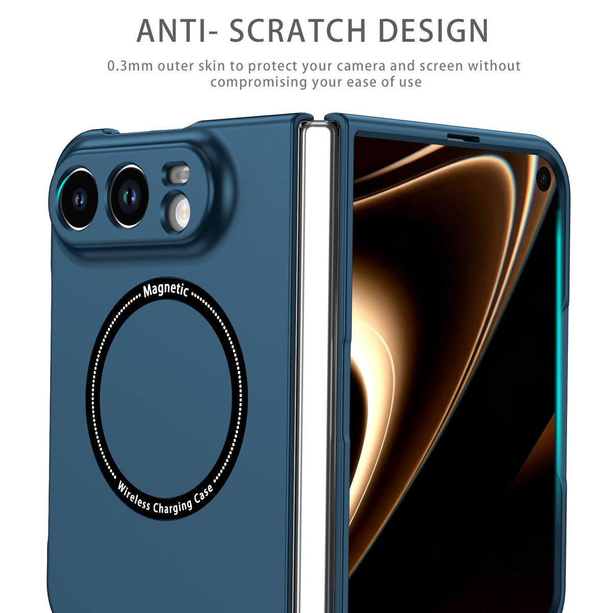For iPhone Duo Magsafe Magnetic Folding PC Phone Case - Blue - EDA010080901E