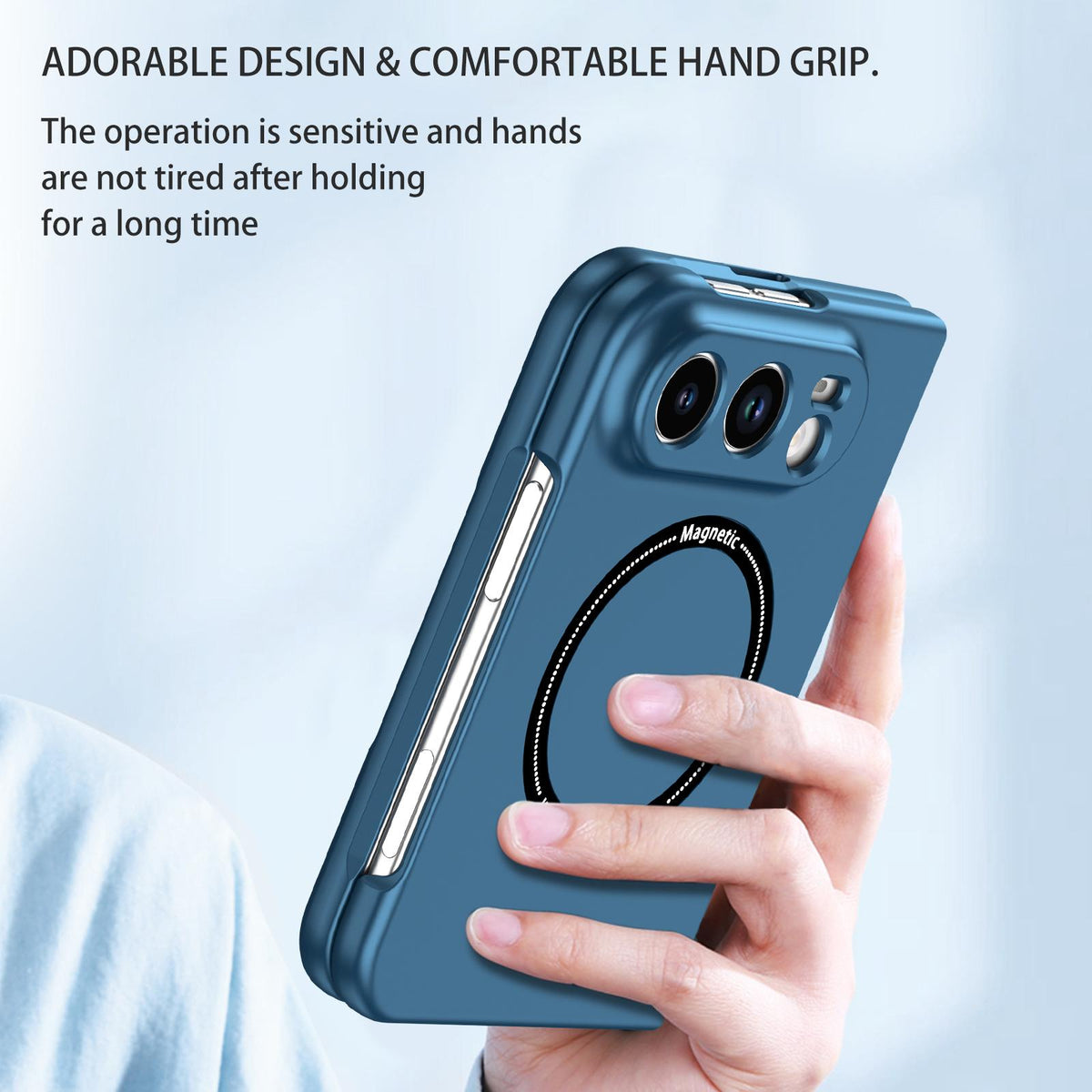For iPhone Duo Magsafe Magnetic Folding PC Phone Case - Blue - EDA010080901E