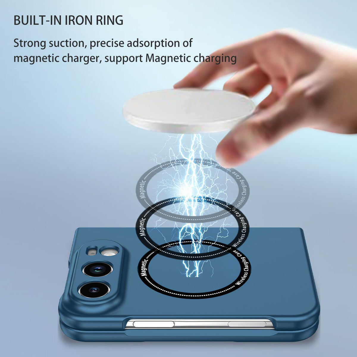 For iPhone Duo Magsafe Magnetic Folding PC Phone Case - Blue - EDA010080901E