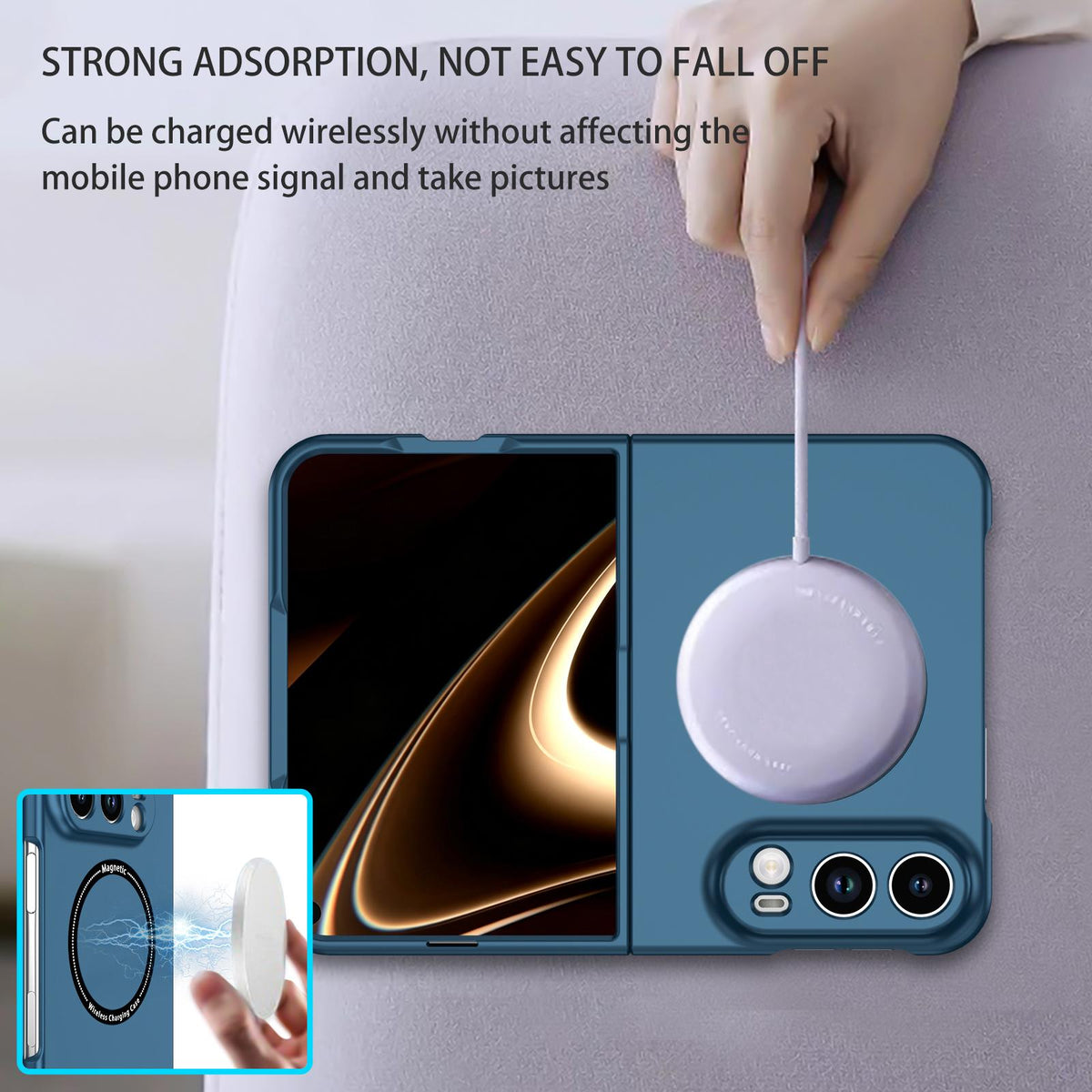 For iPhone Duo Magsafe Magnetic Folding PC Phone Case - Blue - EDA010080901E