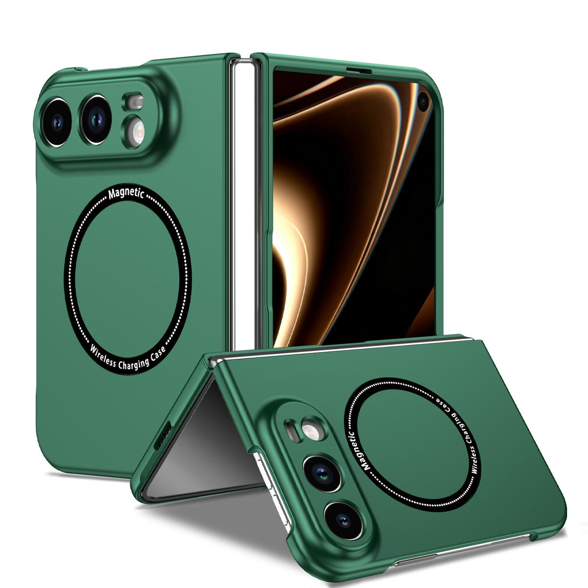 For iPhone Duo Magsafe Magnetic Folding PC Phone Case - Green - EDA010080901F