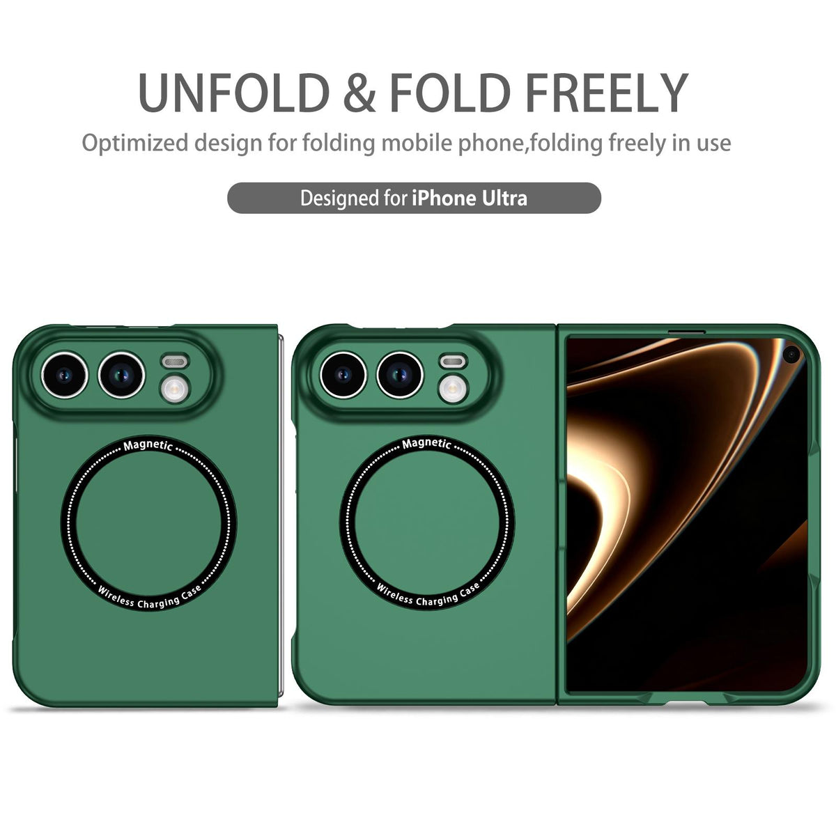 For iPhone Duo Magsafe Magnetic Folding PC Phone Case - Green - EDA010080901F