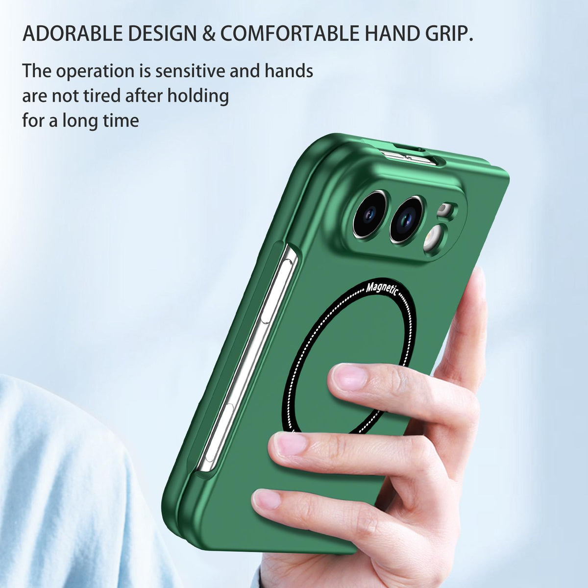 For iPhone Duo Magsafe Magnetic Folding PC Phone Case - Green - EDA010080901F
