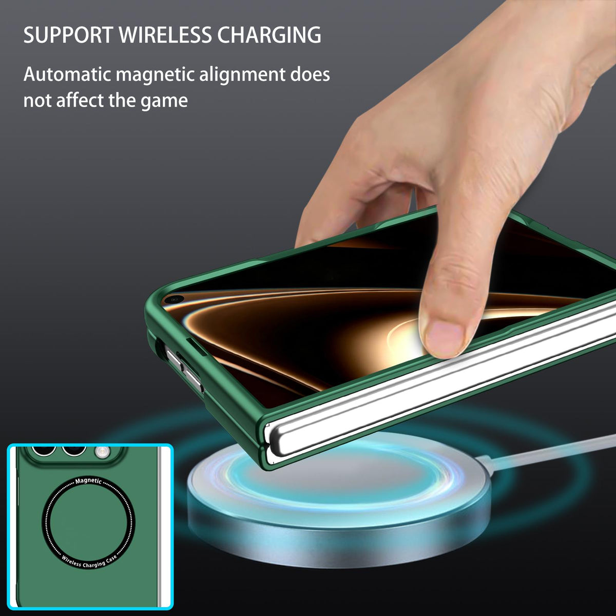 For iPhone Duo Magsafe Magnetic Folding PC Phone Case - Green - EDA010080901F
