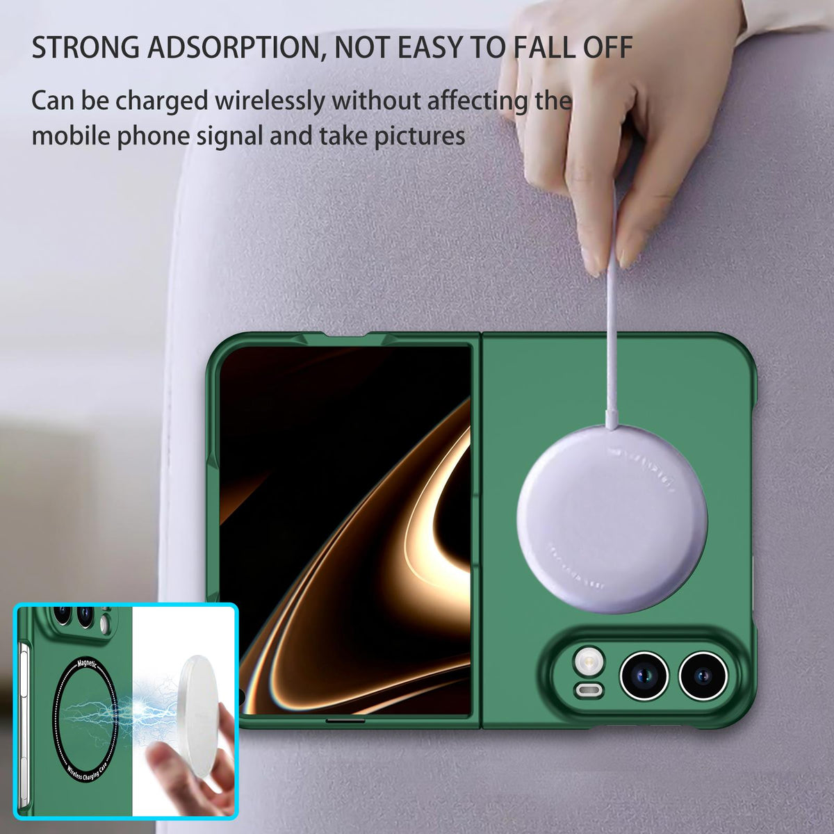 For iPhone Duo Magsafe Magnetic Folding PC Phone Case - Green - EDA010080901F