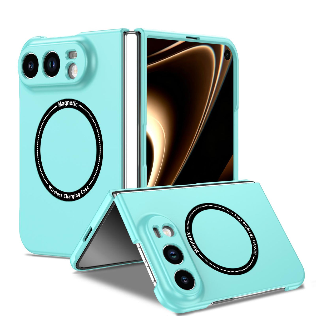 For iPhone Duo Magsafe Magnetic Folding PC Phone Case - Light Blue - EDA010080901G