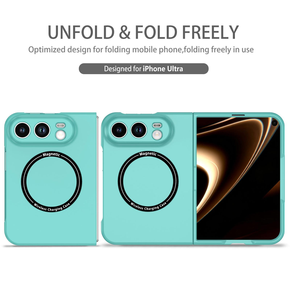 For iPhone Duo Magsafe Magnetic Folding PC Phone Case - Light Blue - EDA010080901G