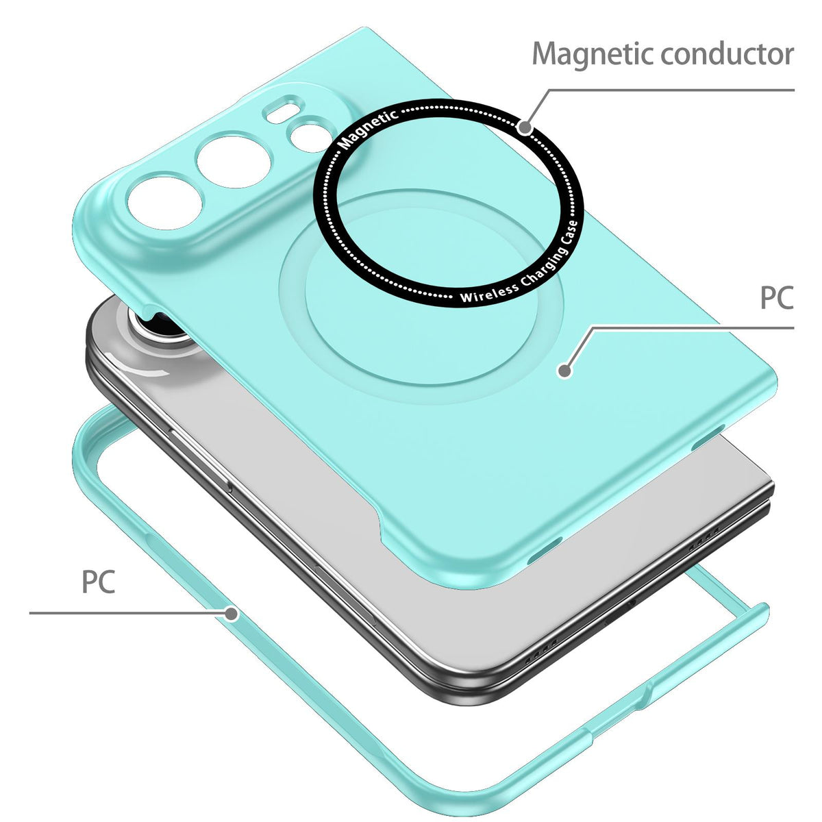For iPhone Duo Magsafe Magnetic Folding PC Phone Case - Light Blue - EDA010080901G
