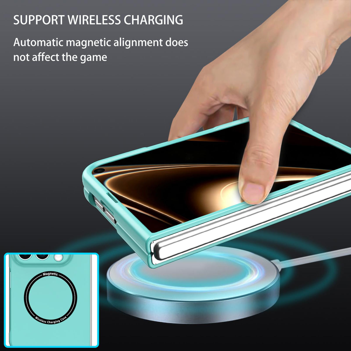 For iPhone Duo Magsafe Magnetic Folding PC Phone Case - Light Blue - EDA010080901G
