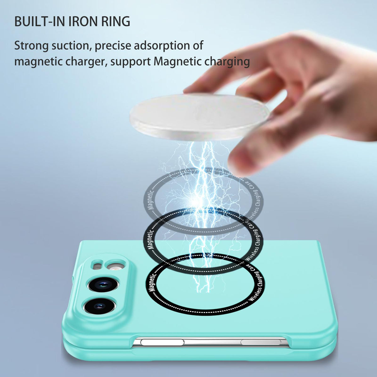 For iPhone Duo Magsafe Magnetic Folding PC Phone Case - Light Blue - EDA010080901G