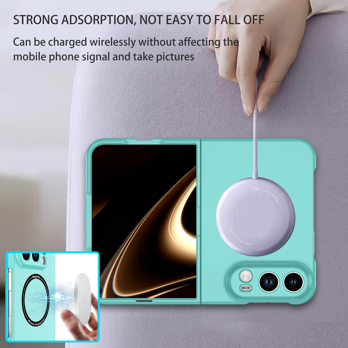 For iPhone Duo Magsafe Magnetic Folding PC Phone Case - Light Blue - EDA010080901G