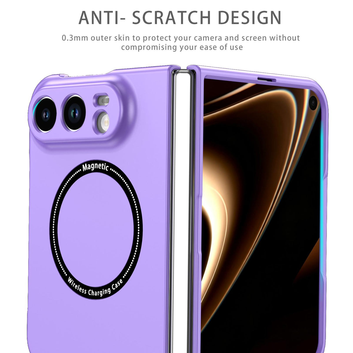 For iPhone Duo Magsafe Magnetic Folding PC Phone Case - Purple - EDA010080901H