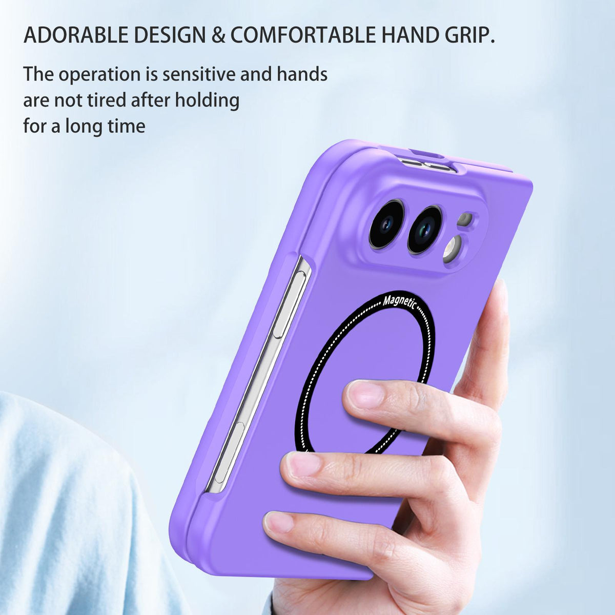 For iPhone Duo Magsafe Magnetic Folding PC Phone Case - Purple - EDA010080901H