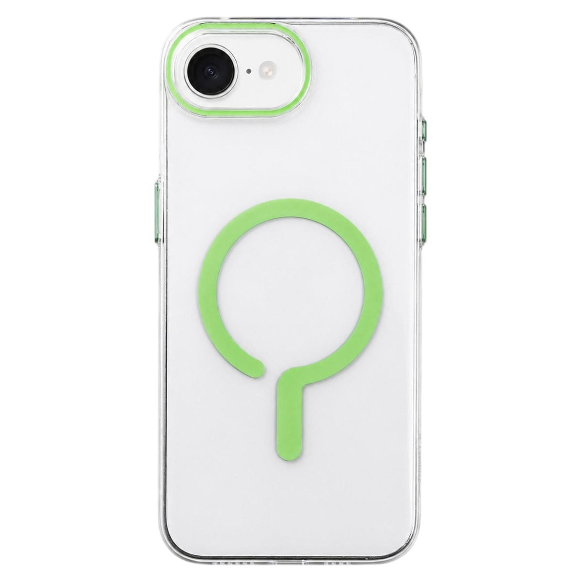 For iPhone 17e / 16e Question Mark Clear PC Magnetic Phone Case - Fluorescent Green - EDA010083501B