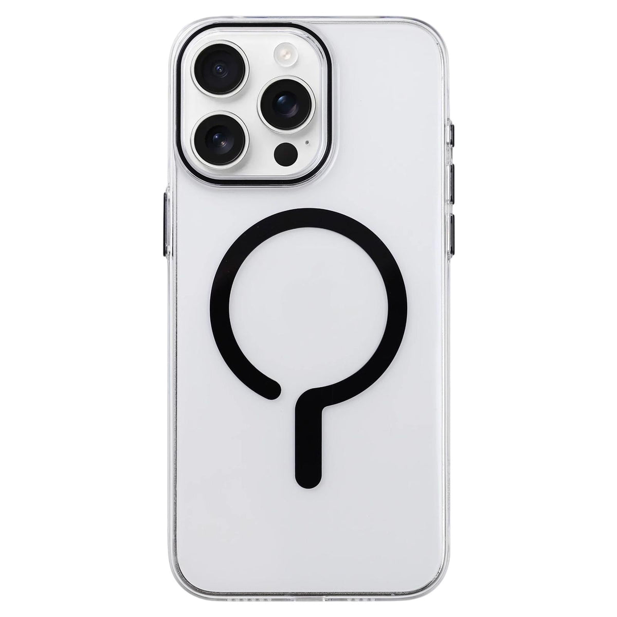 For iPhone 15 Pro Max Question Mark Clear PC Magnetic Phone Case - Obsidian Black - EDA010083510E