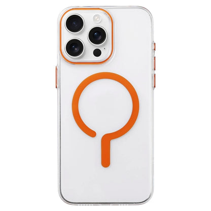 For iPhone 15 Pro Max Question Mark Clear PC Magnetic Phone Case - Stellar Orange - EDA010083510F