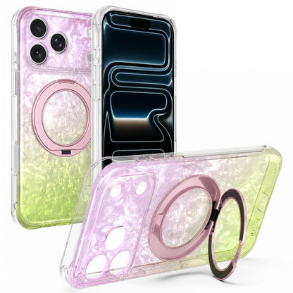 For iPhone 17 Pro Max Ice Shell 360 Magnetic Holder Phone Case - Pink Lemon - EDA010087801C