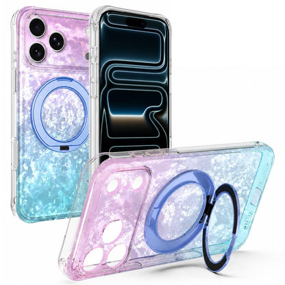 For iPhone 17 Pro Max Ice Shell 360 Magnetic Holder Phone Case - Blue Purple - EDA010087801D