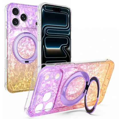 For iPhone 17 Pro Ice Shell 360 Magnetic Holder Phone Case - Purple Gold - EDA010087802A