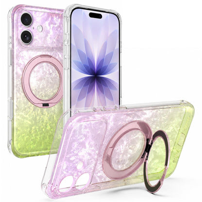 For iPhone 17 Ice Shell 360 Magnetic Holder Phone Case - Pink Lemon - EDA010087803C