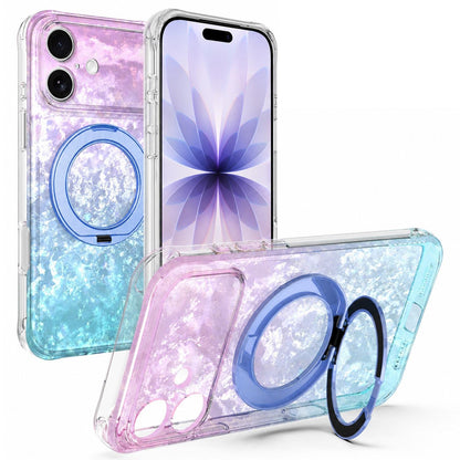 For iPhone 17 Ice Shell 360 Magnetic Holder Phone Case - Blue Purple - EDA010087803D