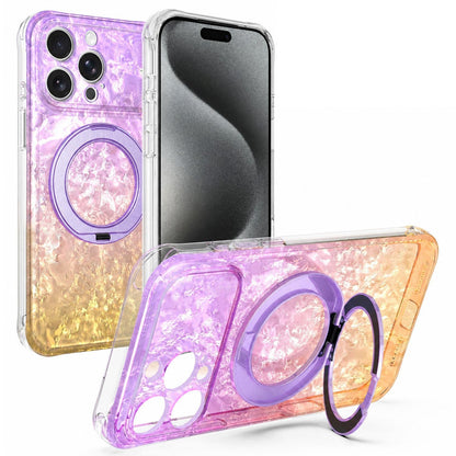 For iPhone 15 Pro Max Ice Shell 360 Magnetic Holder Phone Case - Purple Gold - EDA010087807A