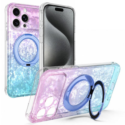 For iPhone 15 Pro Max Ice Shell 360 Magnetic Holder Phone Case - Blue Purple - EDA010087807D