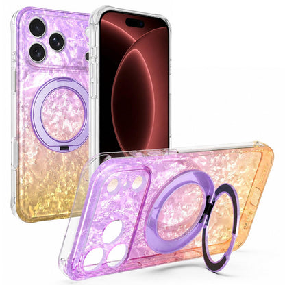 For iPhone 18 Pro Max Ice Shell 360 Magnetic Holder Phone Case - Purple Gold - EDA010087811A