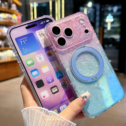 For iPhone 18 Pro Max Ice Shell 360 Magnetic Holder Phone Case - Purple Gold - EDA010087811A