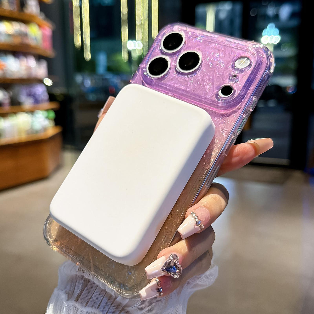 For iPhone 17 Pro Max Ice Shell 360 Magnetic Holder Phone Case - Blue Purple - EDA010087801D