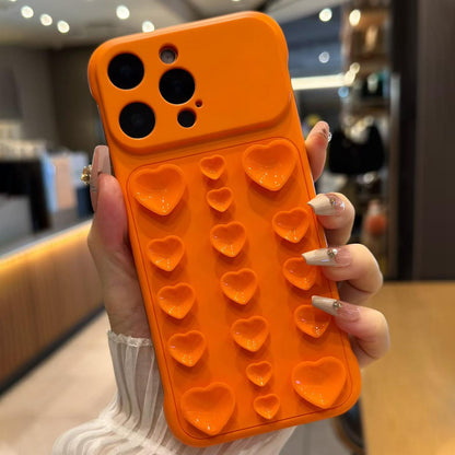 For iPhone 13 Pro Large Window Borderless Love Heart Suction Cup Phone Case - Orange - EDA010088701D