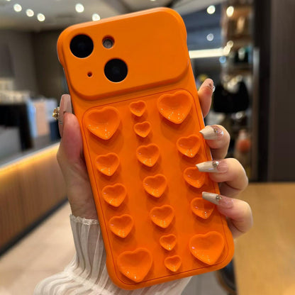 For iPhone 14 / 13 Large Window Borderless Love Heart Suction Cup Phone Case - Orange - EDA010088703D