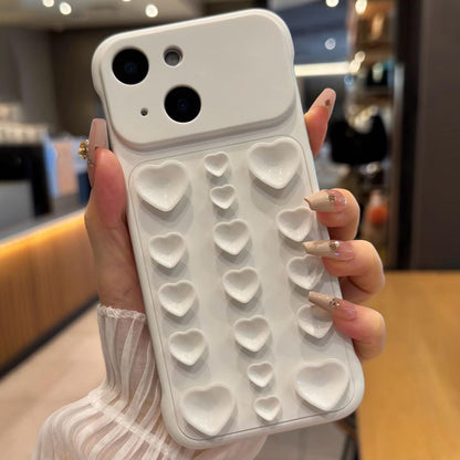 For iPhone 14 / 13 Large Window Borderless Love Heart Suction Cup Phone Case - White - EDA010088703F