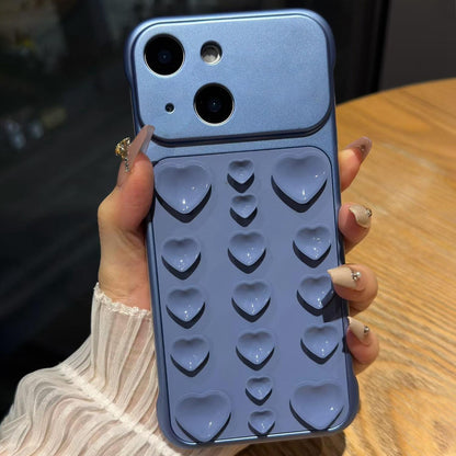 For iPhone 14 / 13 Large Window Borderless Love Heart Suction Cup Phone Case - Light Blue - EDA010088703G
