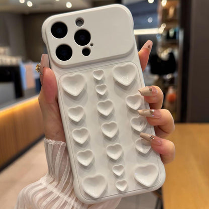 For iPhone 15 Pro Large Window Borderless Love Heart Suction Cup Phone Case - White - EDA010088707F