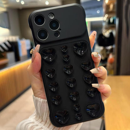For iPhone 15 Pro Max Large Window Borderless Love Heart Suction Cup Phone Case - Black - EDA010088708C