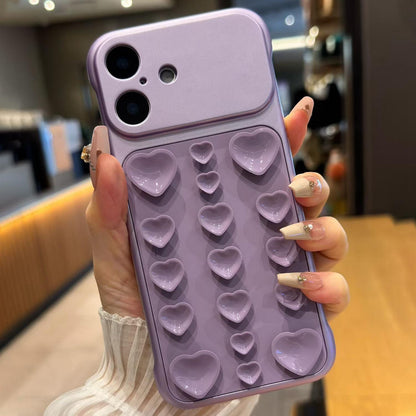 For iPhone 16 Large Window Borderless Love Heart Suction Cup Phone Case - Purple - EDA010088709H