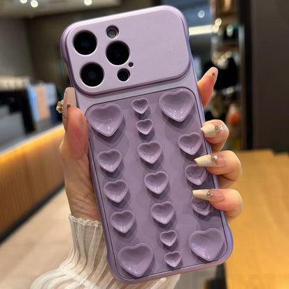 For iPhone 16 Pro Large Window Borderless Love Heart Suction Cup Phone Case - Purple - EDA010088710H