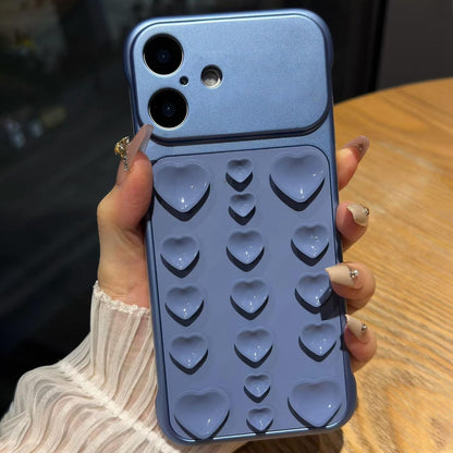 For iPhone 17 Large Window Borderless Love Heart Suction Cup Phone Case - Light Blue - EDA010088712G