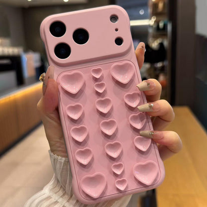 For iPhone 17 Pro Max Large Window Borderless Love Heart Suction Cup Phone Case - Pink - EDA010088714A