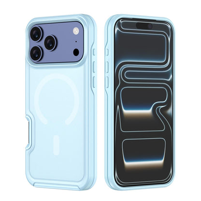 For iPhone 17 Pro Max Shockproof MagSafe Armor PC Hybrid TPU Phone Case - Ice Blue - EDA010092901D
