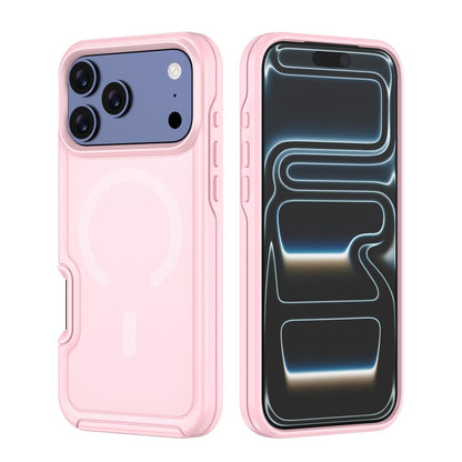 For iPhone 17 Pro Shockproof MagSafe Armor PC Hybrid TPU Phone Case - Cherry Pink - EDA010092902E