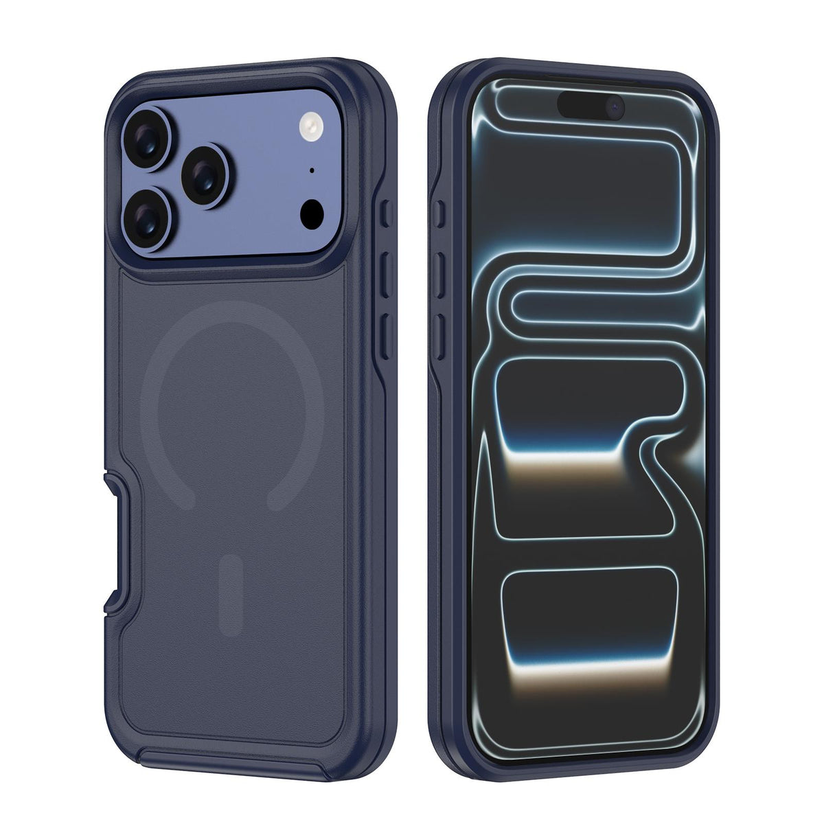 For iPhone 17 Pro Shockproof MagSafe Armor PC Hybrid TPU Phone Case - Dark Blue - EDA010092902F