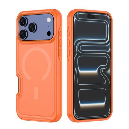 For iPhone 17 Pro Shockproof MagSafe Armor PC Hybrid TPU Phone Case - Orange - EDA010092902G
