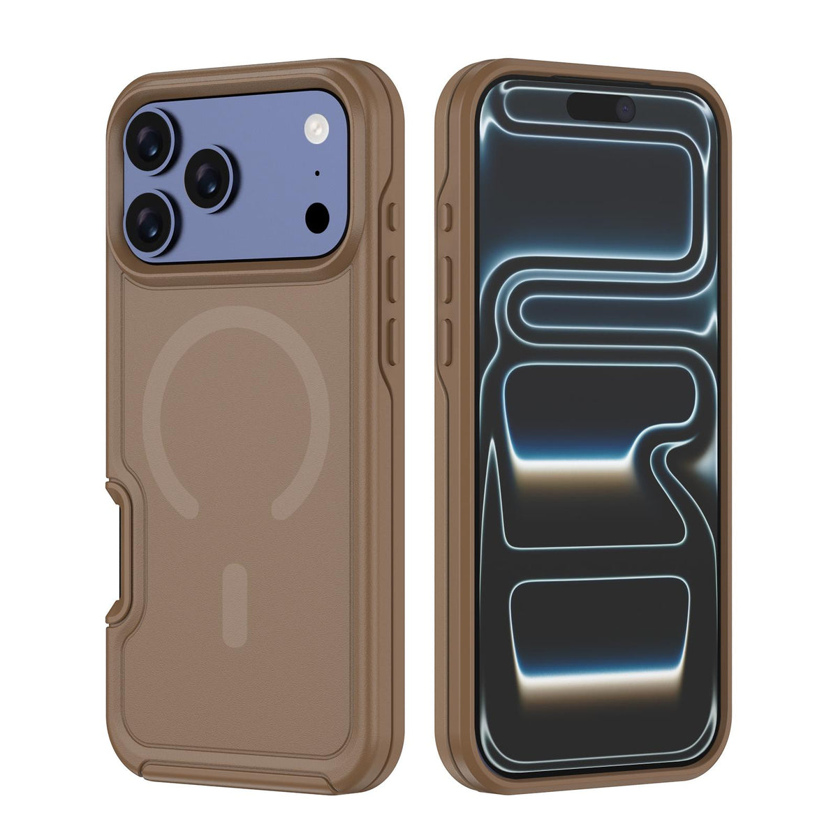 For iPhone 17 Pro Shockproof MagSafe Armor PC Hybrid TPU Phone Case - Coffee - EDA010092902I