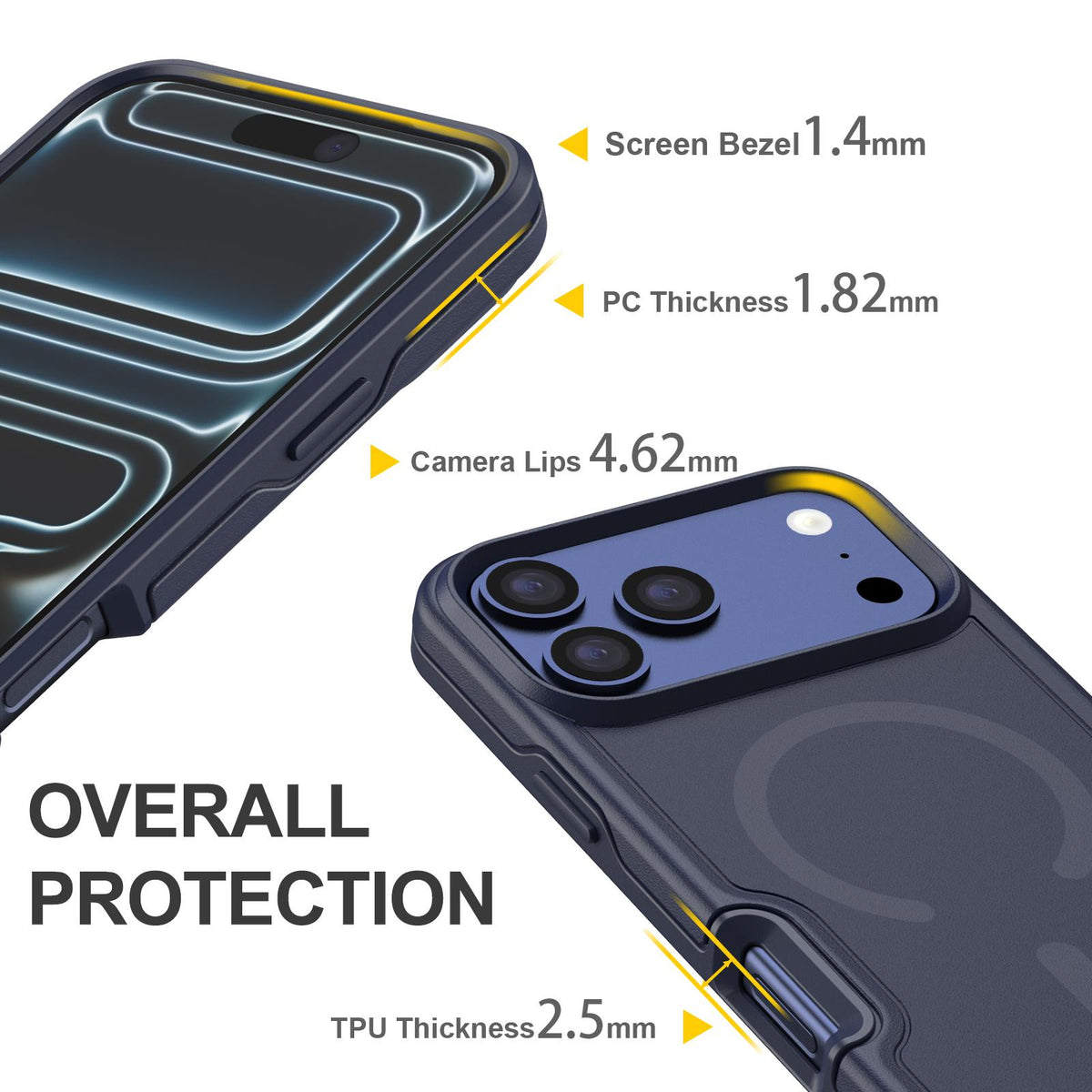 For iPhone 17 Pro Shockproof MagSafe Armor PC Hybrid TPU Phone Case - Black - EDA010092902A