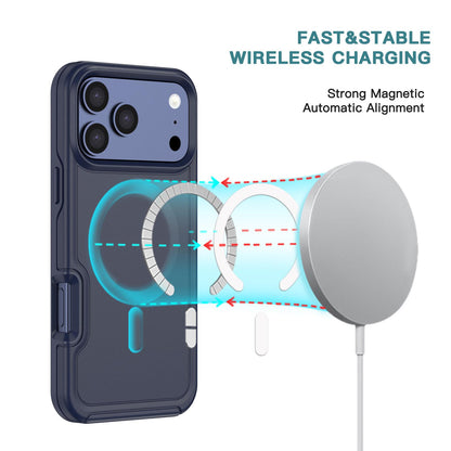 For iPhone 17 Pro Shockproof MagSafe Armor PC Hybrid TPU Phone Case - Black - EDA010092902A
