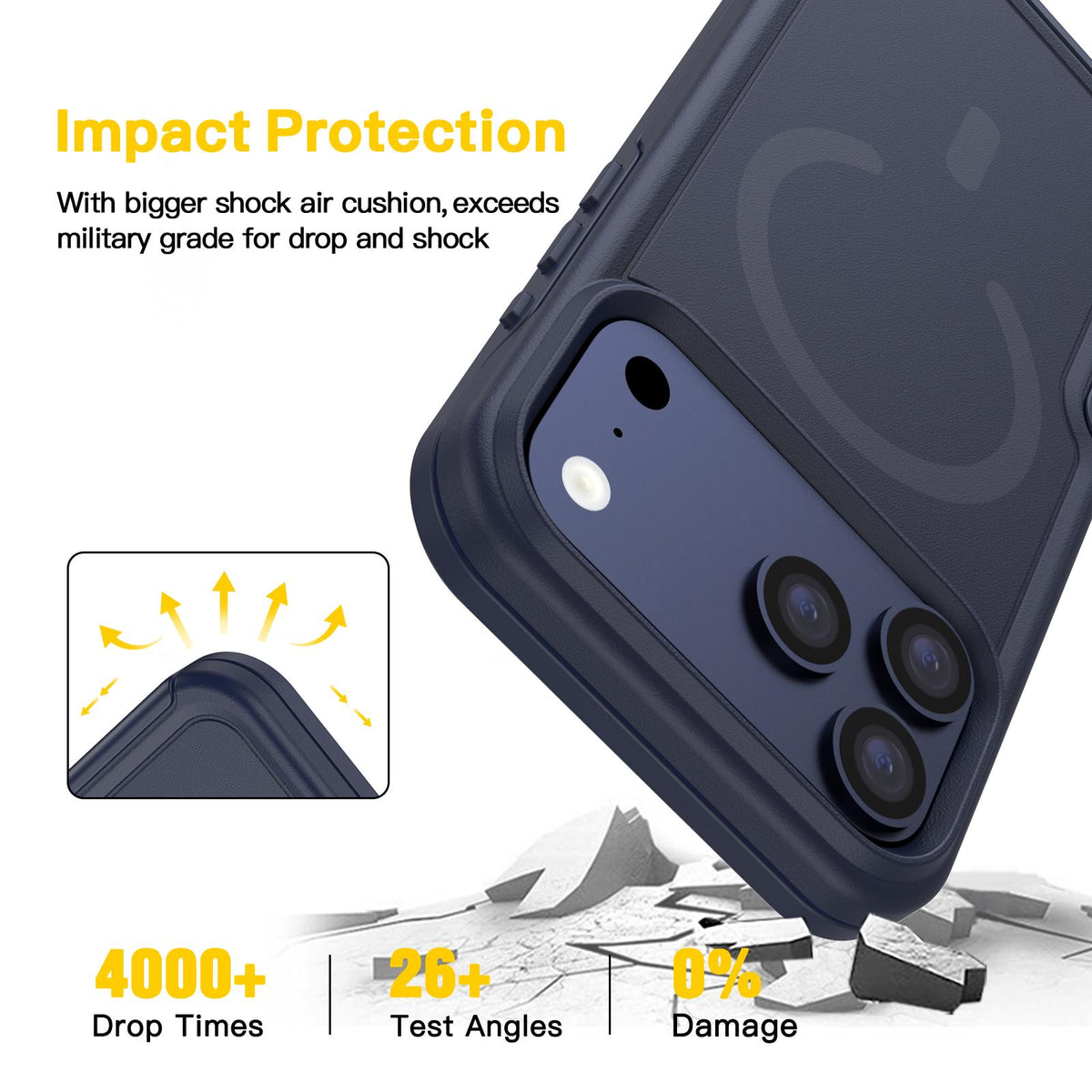 For iPhone 17 Pro Max Shockproof MagSafe Armor PC Hybrid TPU Phone Case - Black - EDA010092901A